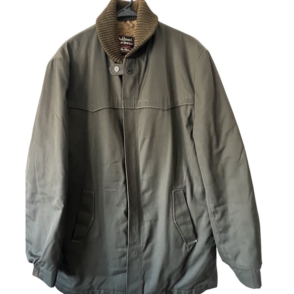 Vtg Oakbrook Sportswear Men's Coat Dark Green Size 40 Faux Fur‎ Lined Full Zip